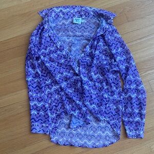 Purple Retro Patterned Button Down Shirt